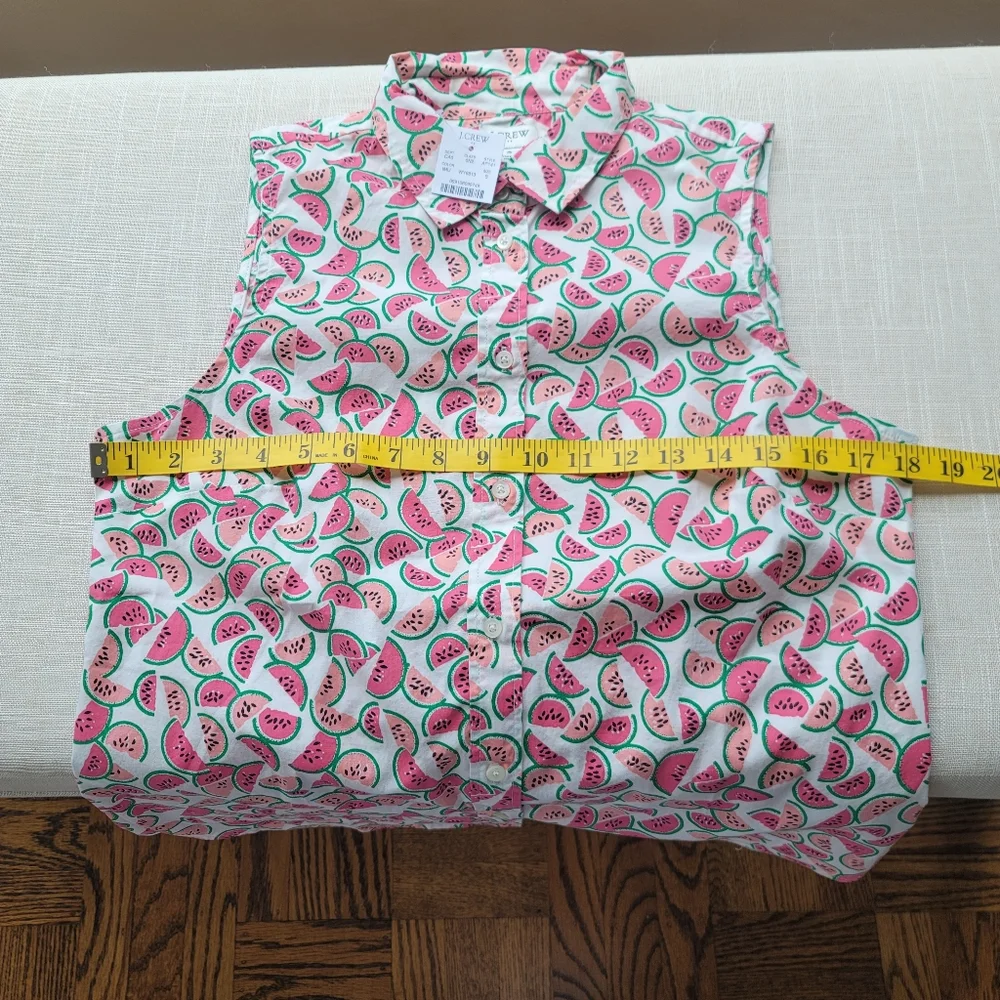 New! J. Crew size Small S sleeveless button-up cotton top watermelon NWT